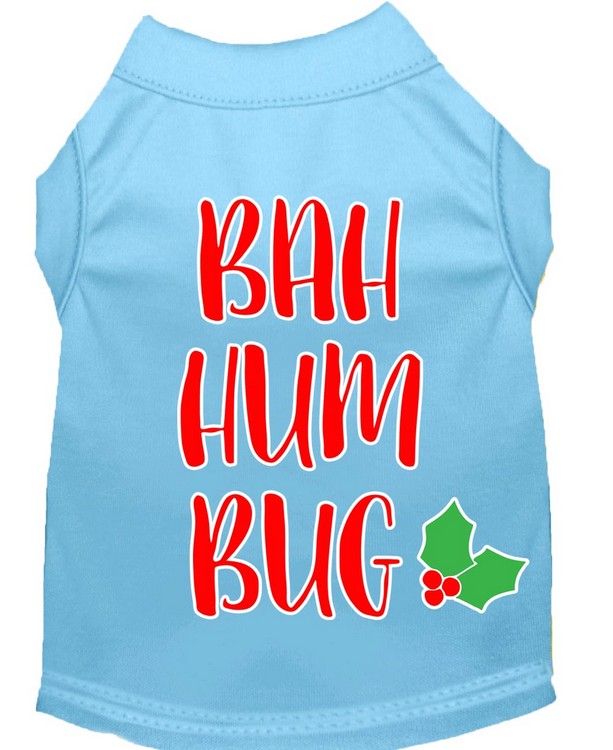 Bah Humbug Screen Print Dog Shirt Baby Blue XS